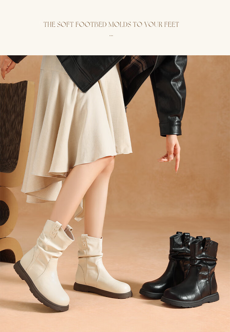 ZHR Women's Thick-Soled Ankle Boots 2025 New Winter Flat Plush Thickened Northeast Martin Boots Fashionable Short Boots 4