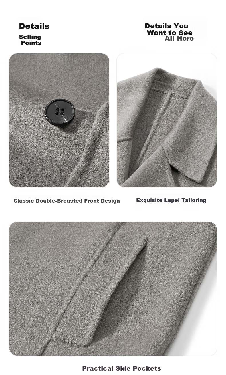 GXG Men's Long Wool Coat, Black, Winter 2024 New Product, Coffee Color, 185/XXL 14