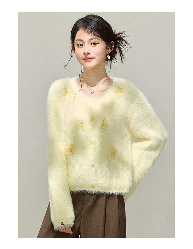 :CHOCOOLATE IT Bow Knit Sweater Women's Spring Autumn New Design Chanel Style Cardigan Pink One Size 10
