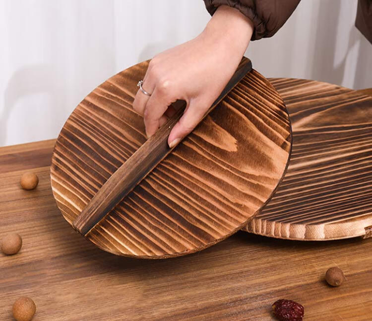 Quanshi Cedar Wood Lid Household Traditional Wooden Stir-Fry Pan Cover Round Solid Wood Water Jar Lid Large Pot Lid 32cm 3