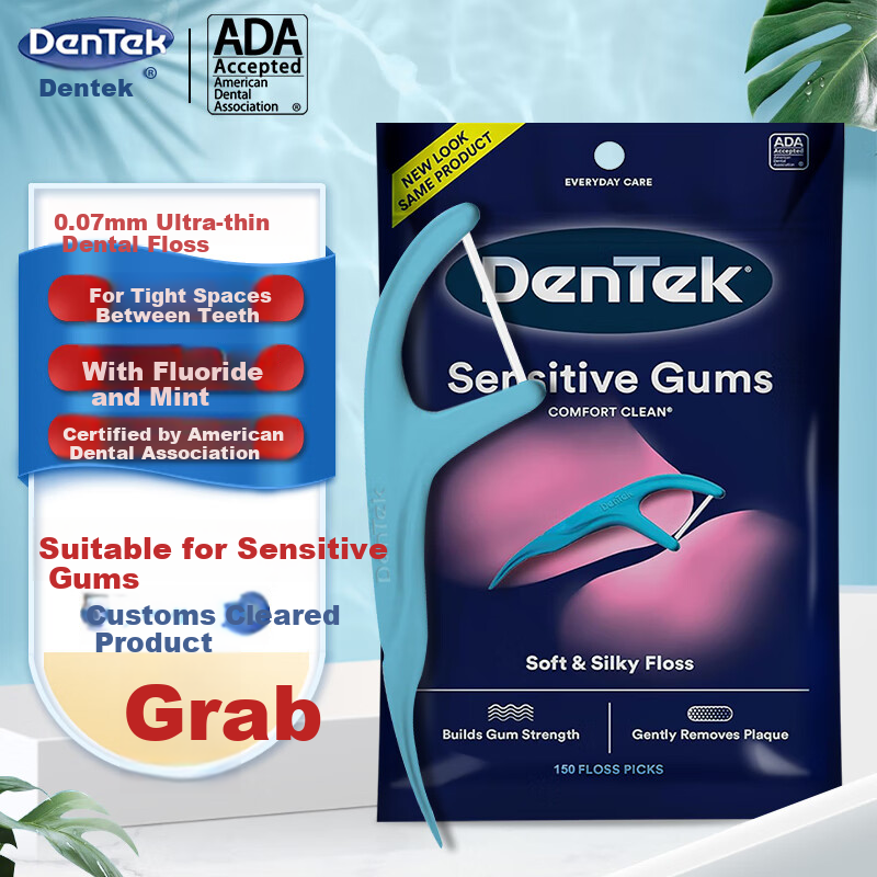 Зубная нить Dentaike Dentek Professional Ultra-Thin Floss Picks, 150 шт., с фтором и мятой