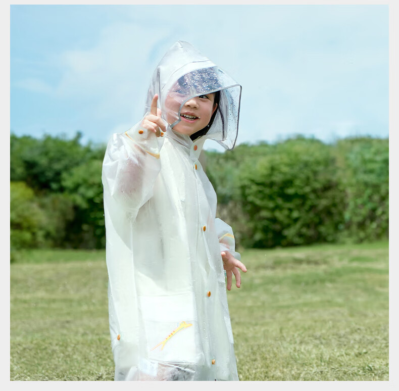 SHUKIKU Kids Raincoat Kindergarten Primary School Anti-Mildew Skin-Friendly Outdoor Transparent Green Little Crocodile Size S 2