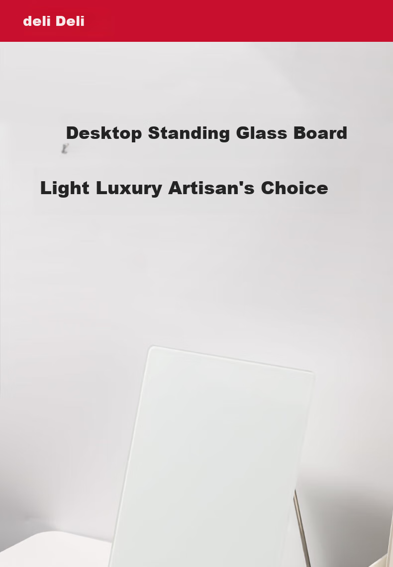 Deli Desktop Glass Whiteboard Magnetic Writing Board for Office And Home Use, Erasable Desktop Message Reminder Board with Stand MQ137 1