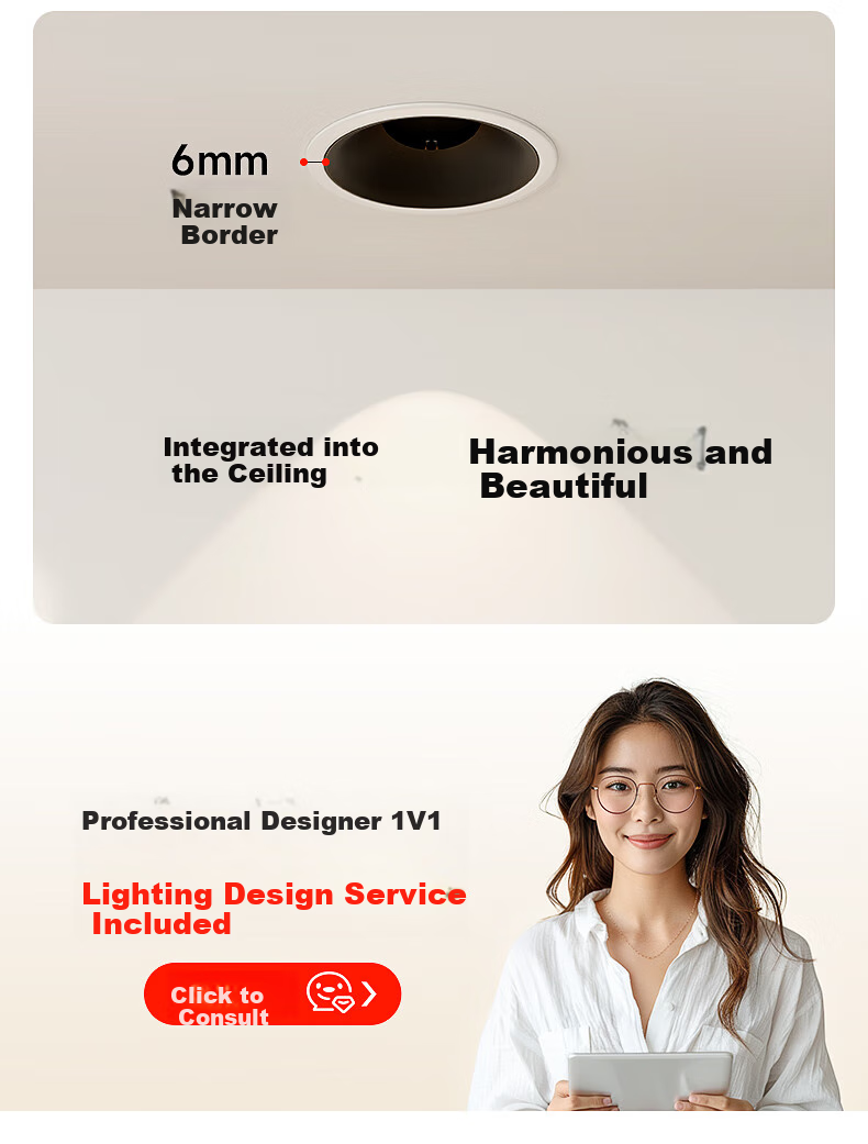 Jiandun Chuyun Full-Spectrum LED Mini Hill Spotlight, Recessed Wall Washer, Narrow Edge Deep Anti-Glare High CRI Subsidy Spotlight 26