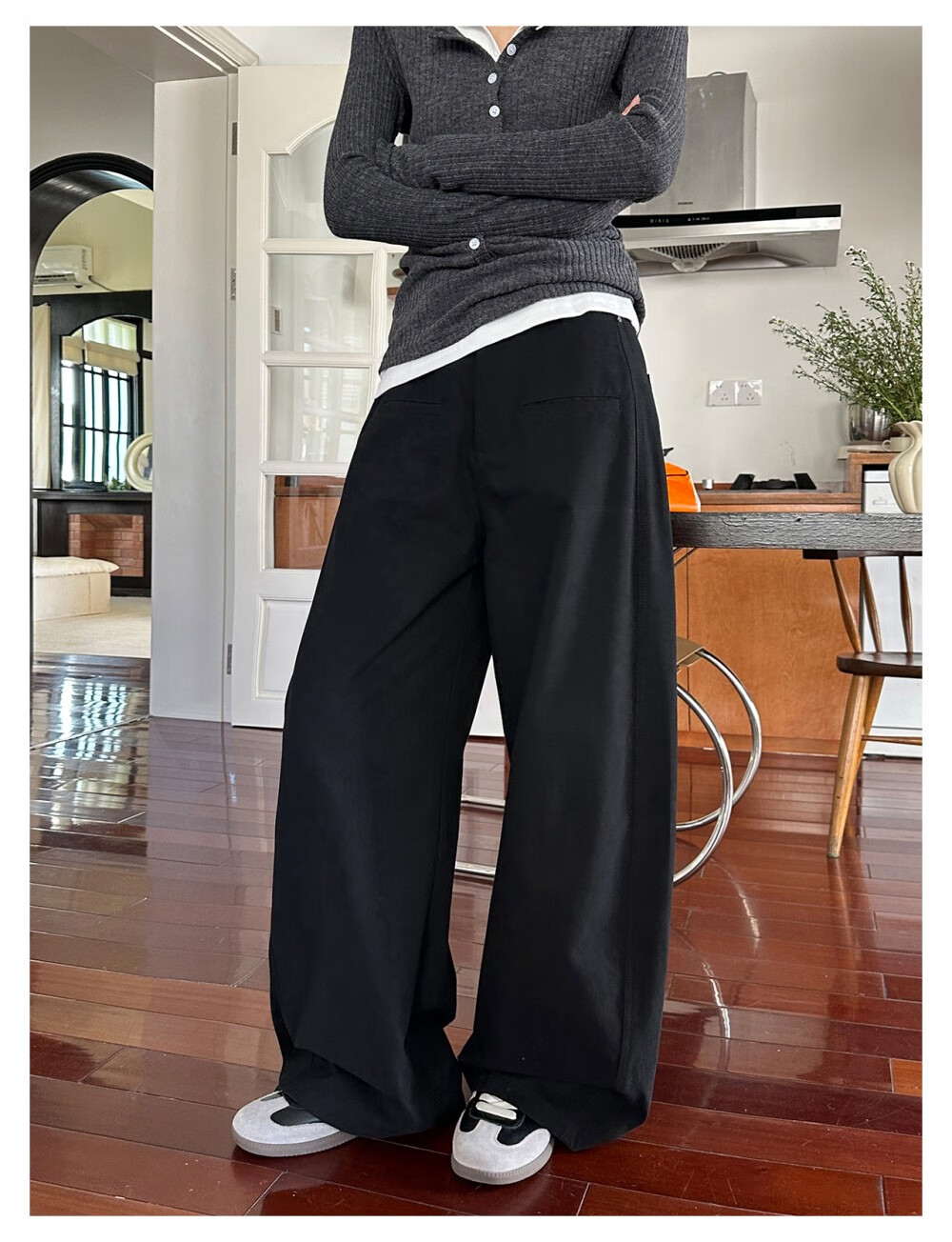 ICH MODE "Body Sculpting" Solid Color Loose Casual Pants 2026 New Versatile Curved Pants White M 11