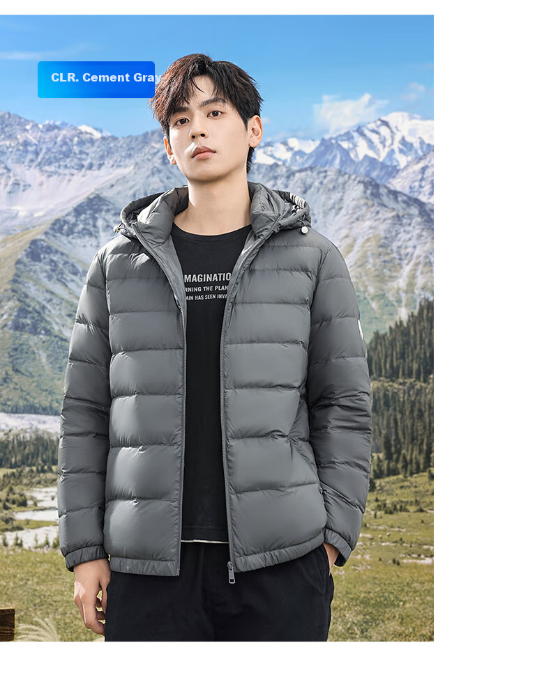 SNOWFLYING 90% Down Lightweight down Jacket for Men with Detachable Hood, Autumn And Winter Fashion Casual Short Warm Coat 170 17