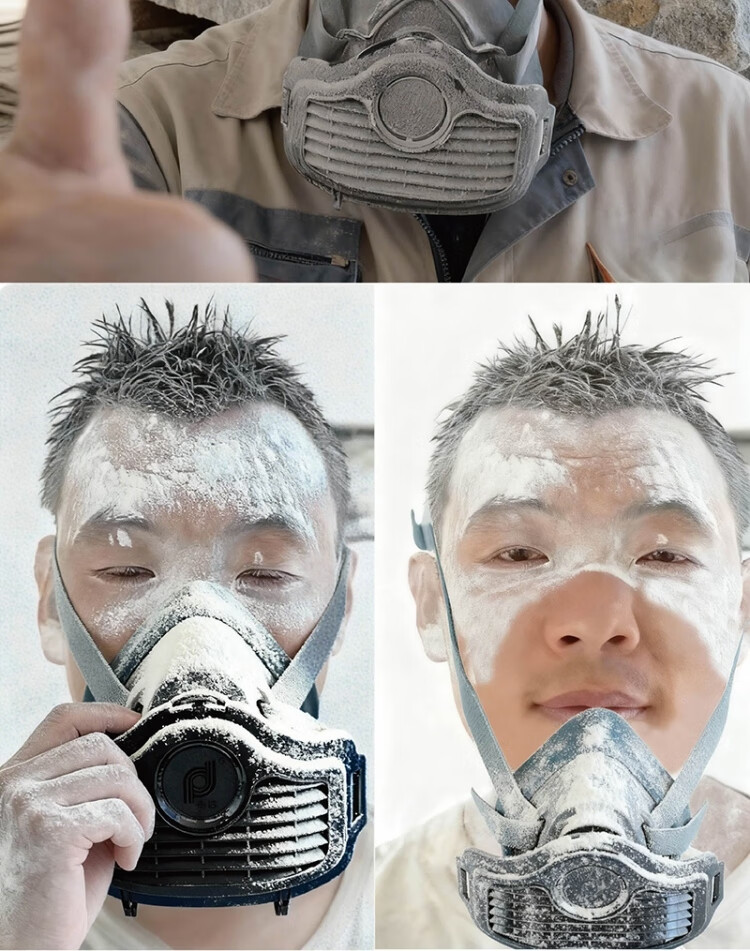 Puda Dust Mask, Heavy-Duty Grinding Face Shield for Industrial Dust, Welding, Renovation, Painting, Coal Mining, Cement, Smog And Droplet Protection, Liquid Silicone Mask FC-8017 with 20 Filter Pads Included 14