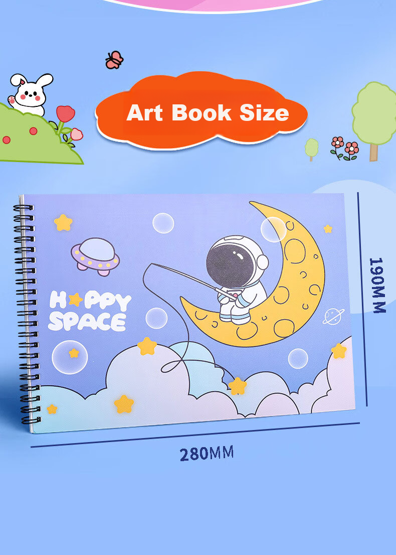Diyu Children's Drawing Book, Blank A4 Kindergarten Sketchbook, Thick Paper for Primary School Students' Art Drawing, 4 Books 9