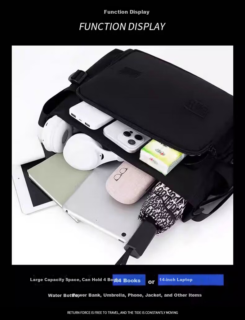 Huili Canvas Shoulder Bag for Men, 2025 New Style, Portable Large Capacity Commuter Casual Crossbody Bag for Me 6