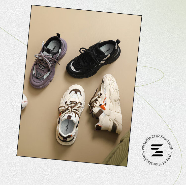 ZHR Dad Shoes, Women's Black Sneakers, Height-Increasing Thick-Soled Women's Shoes, Lightweight Comfortable Casual Shoes for Women, Breathable Jogging Shoes 5