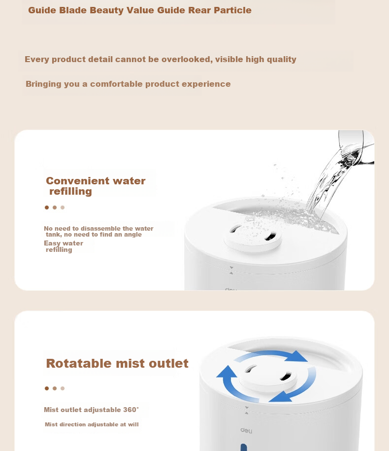 Deli Air Humidifier for Home Bedroom, High Mist Output Water Replenisher, Dorm Quiet UV-C Sterilizing Spray Device, Office Desk Nebulizer, Birthday And Holiday Gift 15