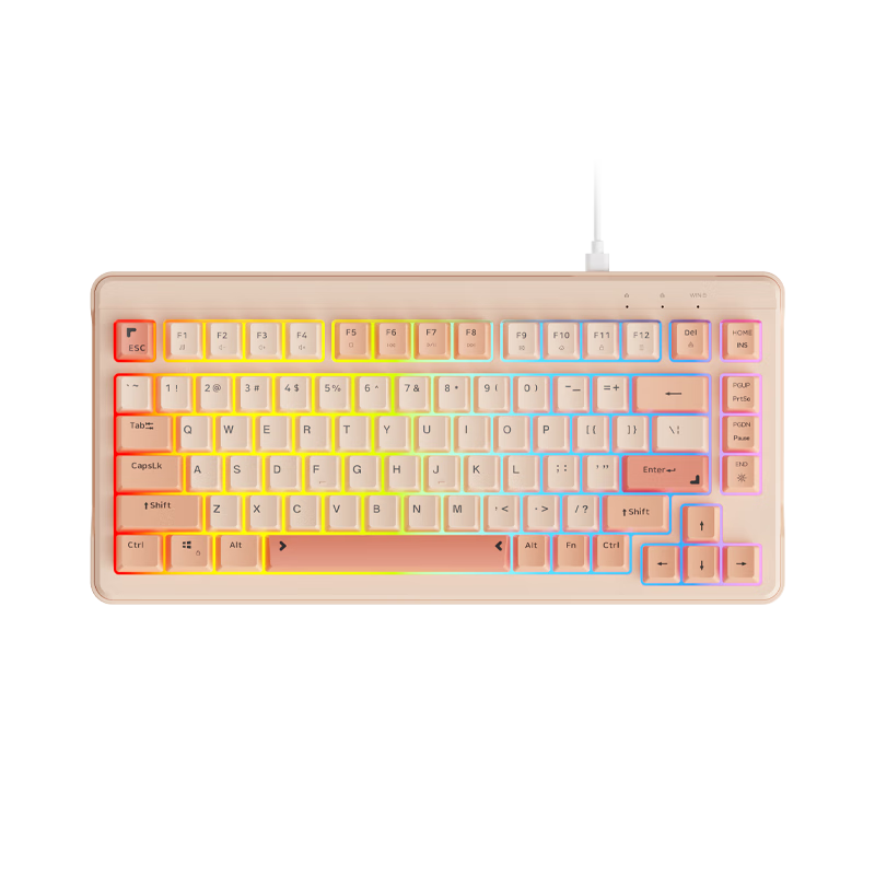 Lenovo K2-82 Wired Silent Mechanical Feel Keyboard 82 Keys RGB Lighting Ergonomic Wired Office Keyboard Quartz Pink