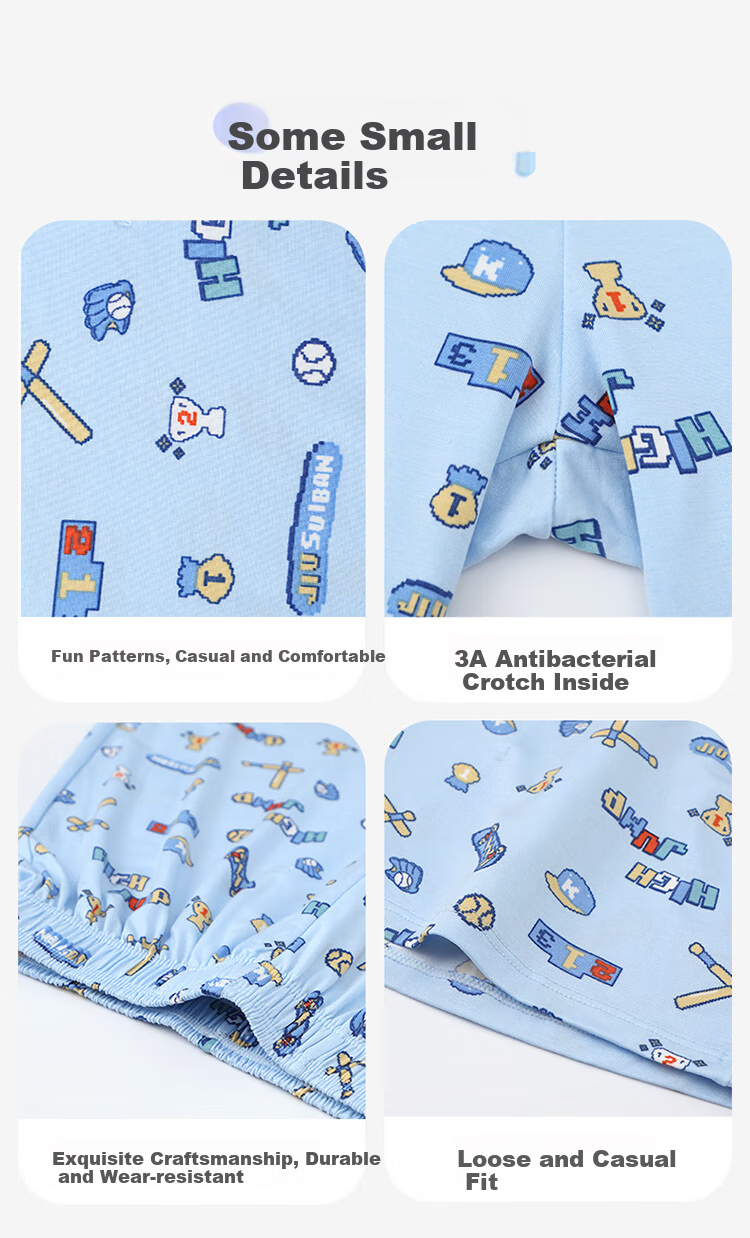 Jiusuiban Children's Sleep Shorts, Boys' Spring And Summer Cartoon Thin Arlo Pants, Big Kids Extended Style Boxer Briefs Shorts, 2-Pack 10