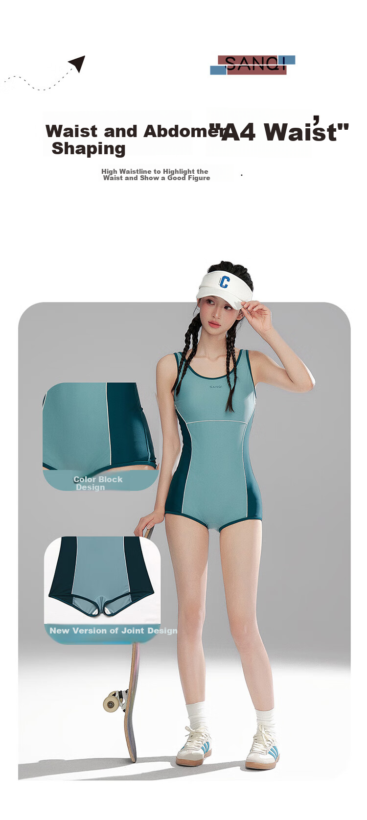 Sanqi Competitive One-Piece Swimsuit for Women, 2025 New Professional Training Large Size Conservative Boyshort Fitness Hot Spring Swimming Suit M 1