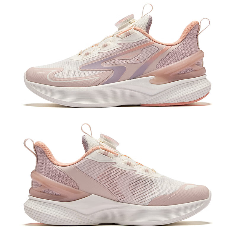 ERKE Kids Unisex Youth Sports Shoes Children's Cushioning Running Shoes Microcrystalline White/Galaxy Purple Size 34 37