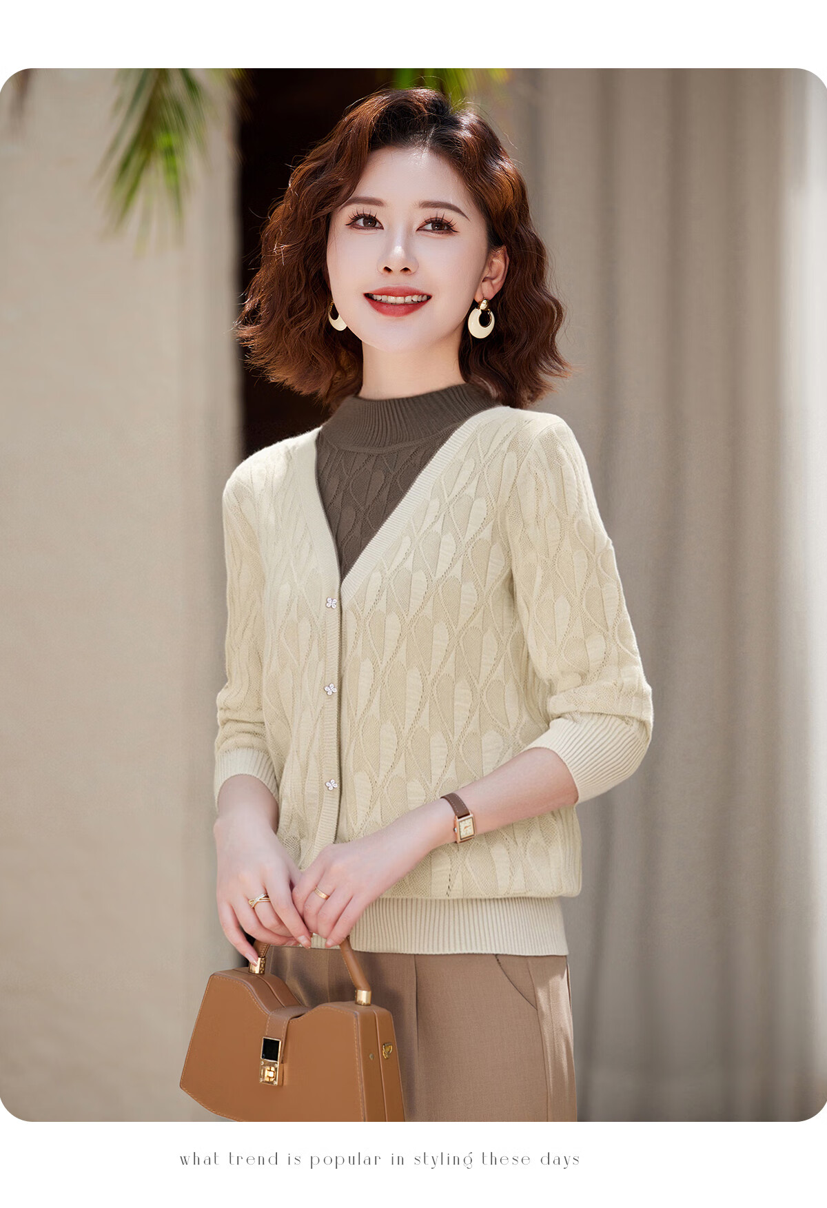 Yuzhaolin Mom Elegant Two-Piece Knit Sweater 2025 Autumn Winter Middle-Aged Women's Base Shirt Y53Z143 15