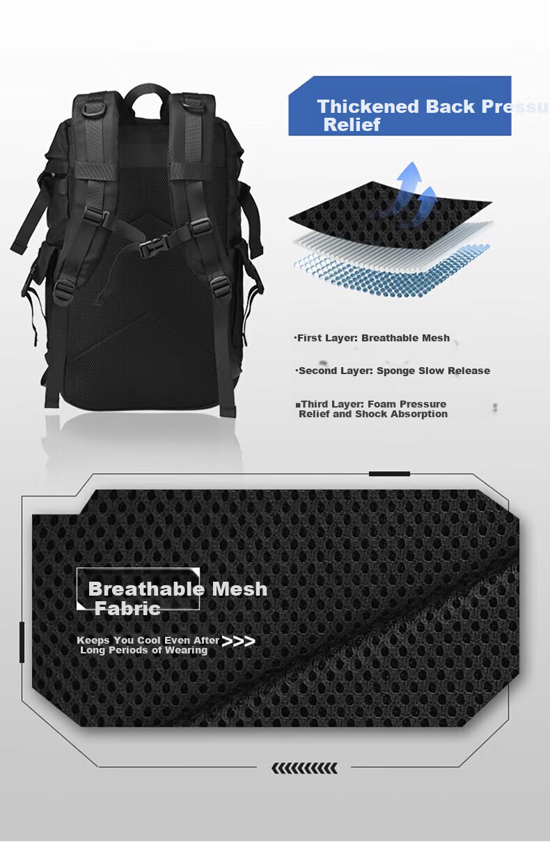 Huili Backpack for Men, Large Capacity Travel Bag, Outdoor Street Hiking Backpack, Trendy Laptop And Bookbag for College Students 19