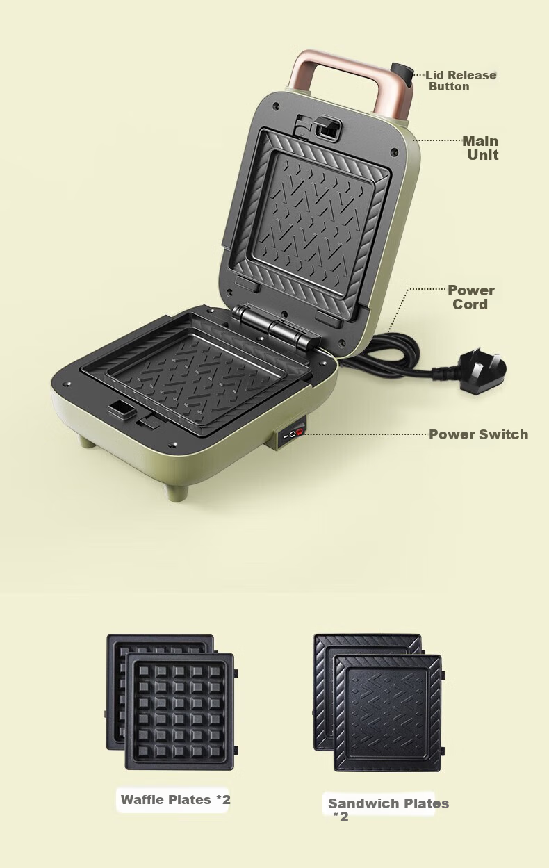 Bear Sandwich Maker, Electric Griddle with Removable Parts, Double-Sided Heating, Home Breakfast Machine, Light Meal Maker, Waffle Maker, Toast Press And Grill 14