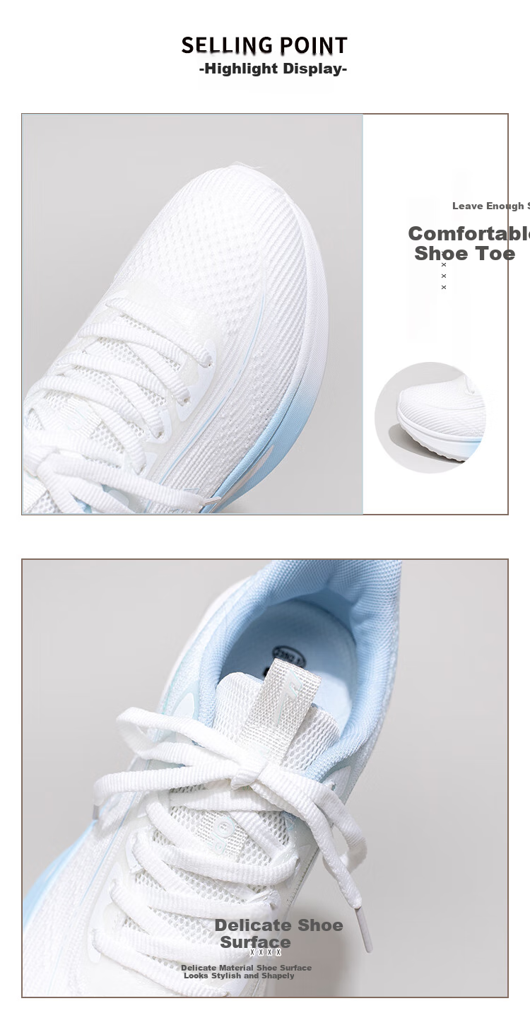 Huili Women's New Sports Shoes, Casual Shoes with Soft Soles, Lightweight Running Shoes for Women, 4638 White, Size 40 1