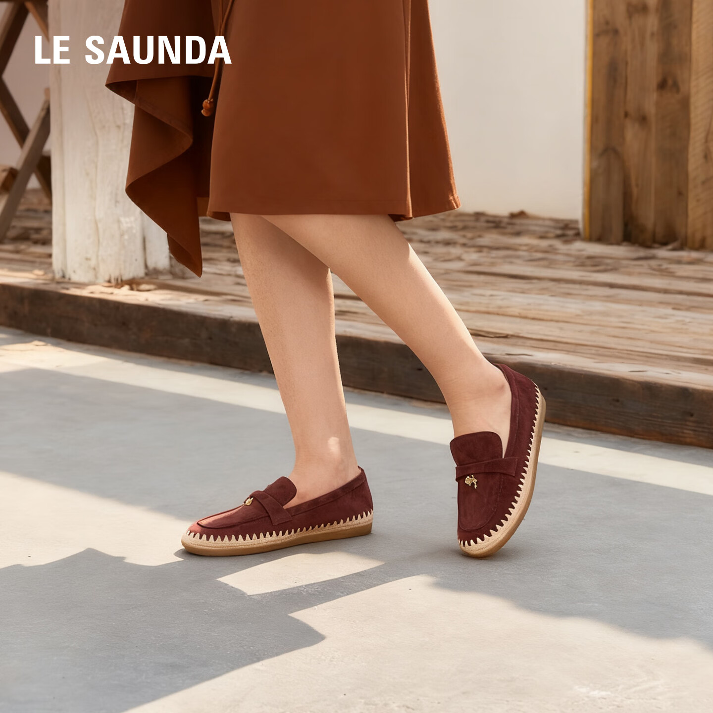 Le Saunda 26 Spring Summer New Retro Casual Versatile Commuter Loafers Fisherman Shoes Women 6T15301 Rust Red BOS 36