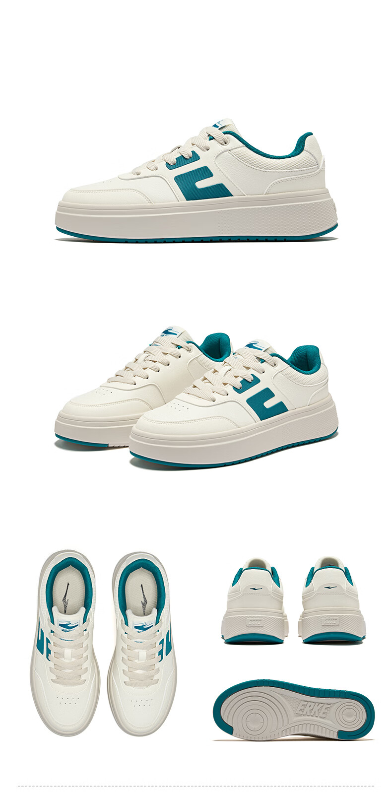 ERKE Men's Sneakers 2026 New Thick-Soled White Casual Lightweight Breathable Sports Shoes Breeze 22