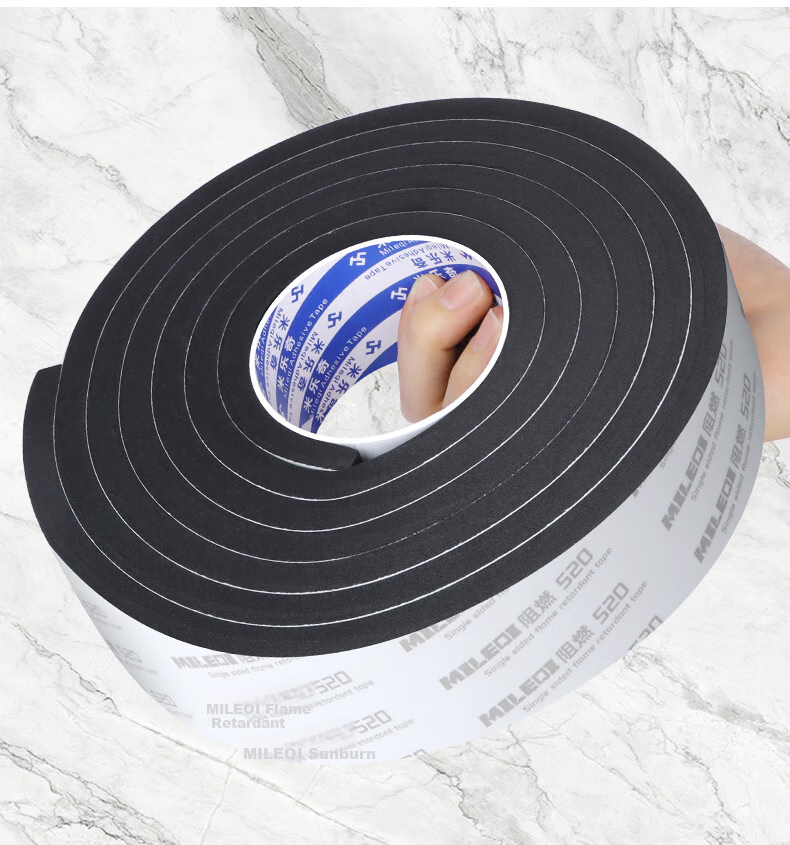 Mileqi Single-Sided Sponge Tape for Kitchen Stove Gaps, Waterproof Self-Adhesive Flame-Retardant Sealing Shock-Absorbing Black - 15mm Thick - 50mm Wide - 2m Long, 1 Roll 10