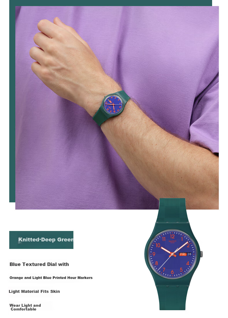 Swatch Swiss Watch, ESSENTIALS Series, Trendy Gift Exam Watch for Men And Women, Quartz Watch, Woven Ink-Dyed 3