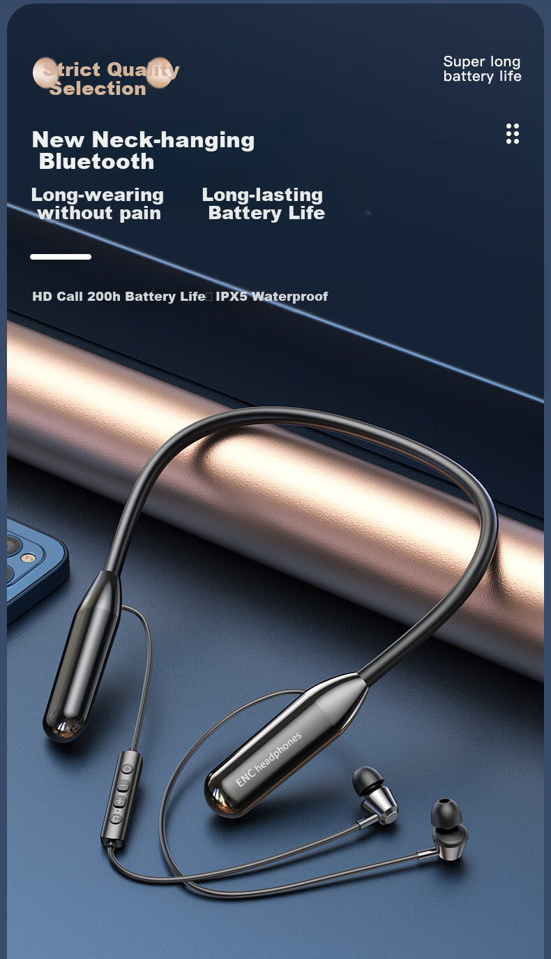 Chengao [High Battery Capacity] Bluetooth Headphones, Neckband Style, Noise-Cancelling, Sound Isolation, High-Fidelity Audio Quality, Ultra-Long Battery Life, Comfortable In-Ear Design, Compatible with All Smartphones, A20 Pink 1