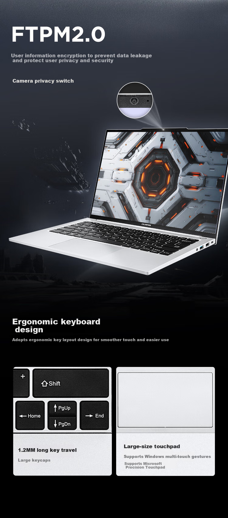 COLORFIRE MEOW MeowBook14 Pro, Colorful Orange, 14-Inch Laptop, Thin And Light, High Performance, Ryzen AI 7 350, 32GB RAM, 1TB Storage, 2.8K Display, Ice Silk Silver 4