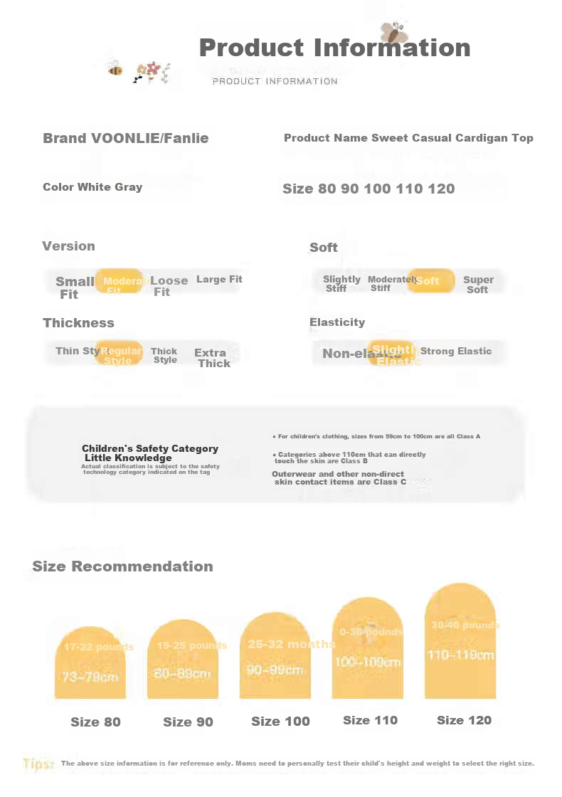 VOONLIE Girls' Jacket Spring Collection 2026 New Stylish Children's Cardigan, Versatile Outerwear for Little Girls And Toddlers, Suitable for Spring And Autumn Seasons 8