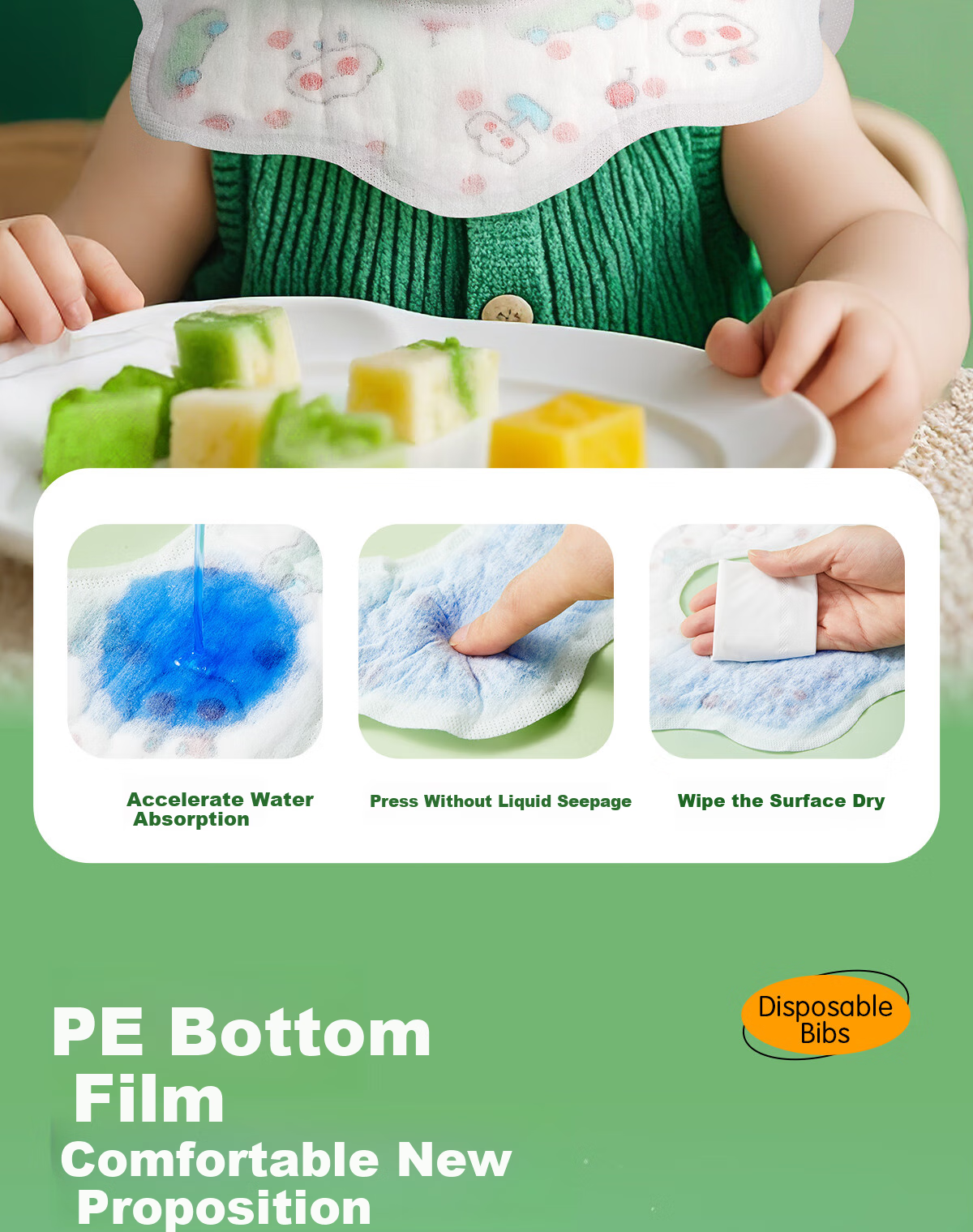 Ankexin Disposable Triangle Bibs [40 Pieces], Individually Wrapped, Baby No-Wash Bibs, Infant Drool Bibs, Lightweight Upgraded Versio 7
