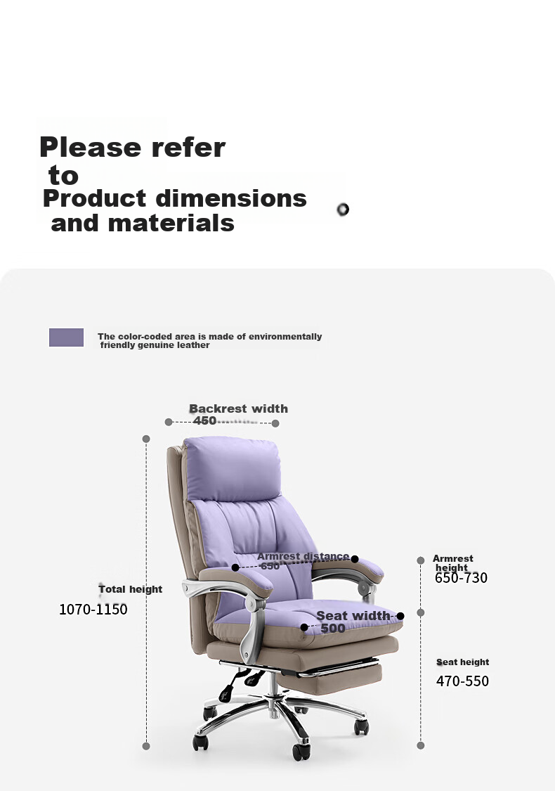 Guquan Ergonomic Office Chair, Genuine Leather Executive Chair, Reclining And Comfortable for Long Sitting, Boss Chair, Coffee Leather C570 17