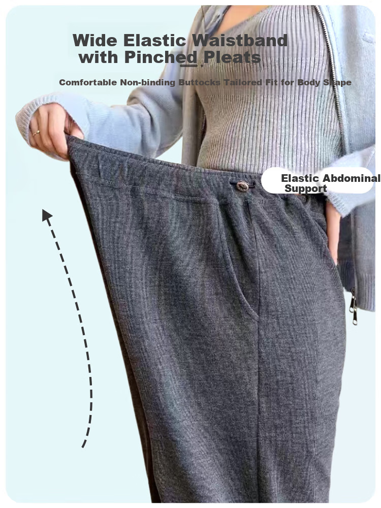 9I9 Maternity Pants, Winter Fleece-Lined, for Outdoor Wear, Pregnancy-Friendly without Tightening Belly, Adjustable Wide-Leg Pants, Women's Casual Trousers, A123 Black XL 7