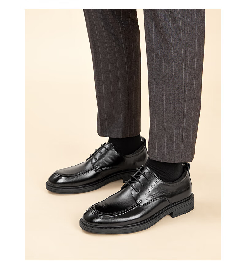Aokang Men's Spring and Autumn Casual Leather Business Dress Shoes Comfortable Derby Wedding Groom Shoes MT 9