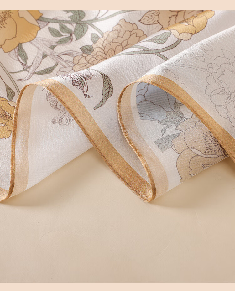 Shanghai Story Women's 100% Mulberry Silk Pearl Satin Scarf Gift Box Autumn Lotus 12