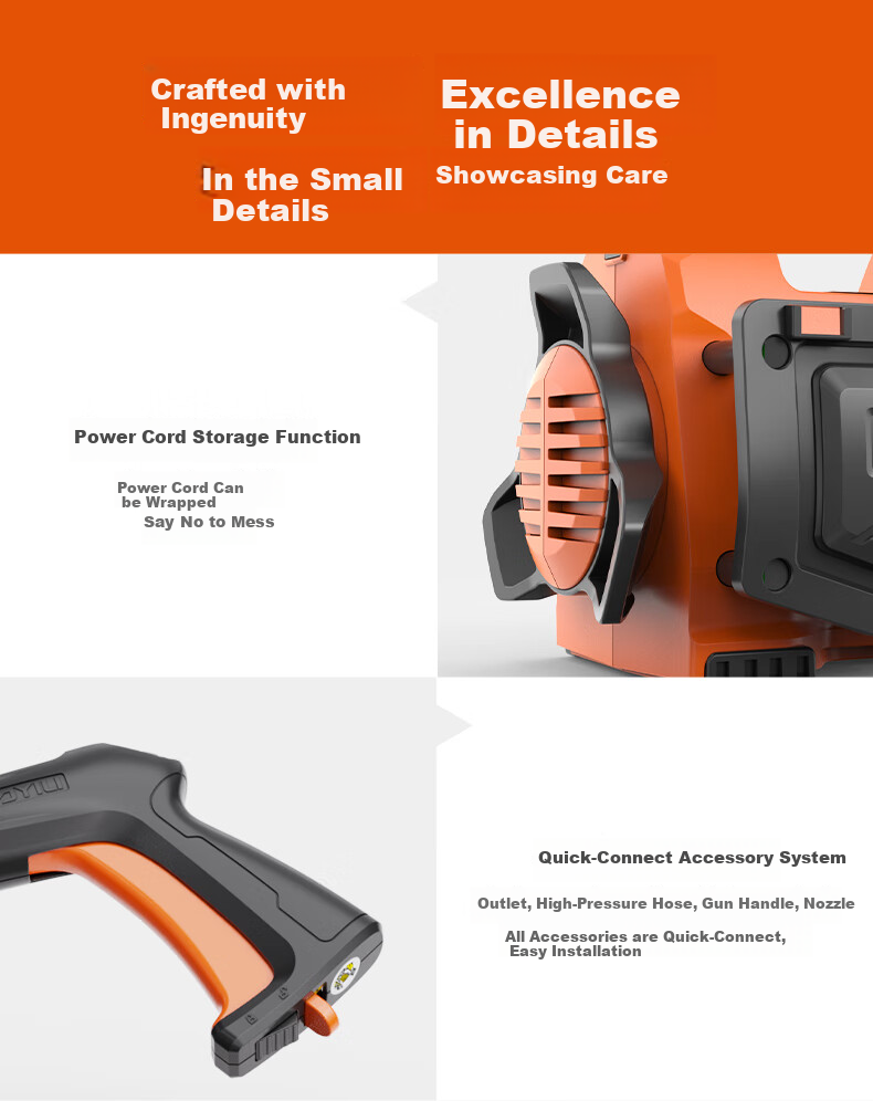 Yili Car Wash Machine High-Pressure Water Gun Washer, Car Washing Water Gun High-Pressure Household High-Pressure Car Wash Machine Sensor 4450Pro 14