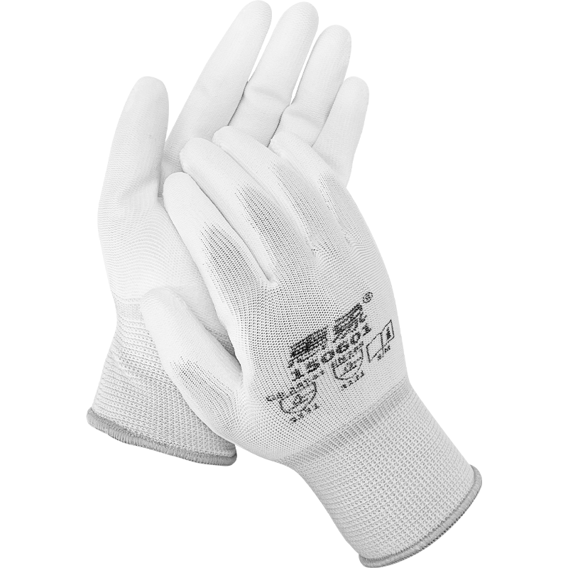 Huixiang Jingdong Industrial Own Brand, Polyester PU Palm-Coated Gloves, Non-Slip Wear-Resistant Work Protection Gloves, Breathable Lightweight for Work, 10 Pairs/pack, Size L, EU CE Certified