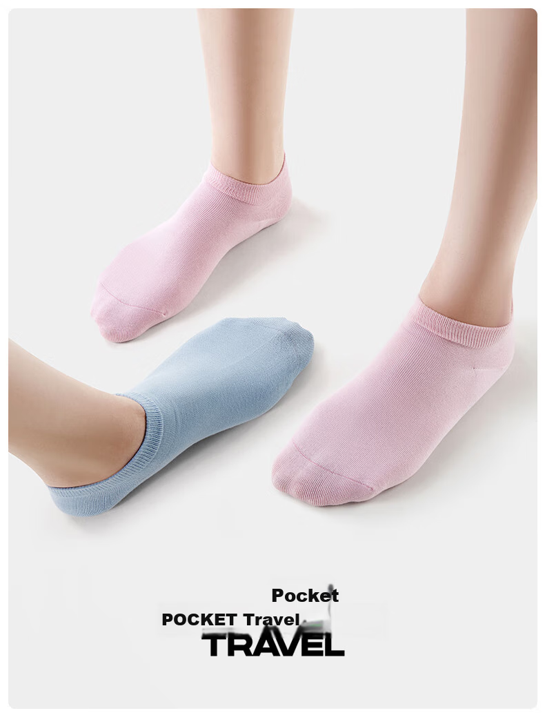 Koudailvxing Disposable Socks for Women, Cotton Short Socks for Sports, Travel, Business Trips, Portable, Women's Colorful 7 Pairs 12