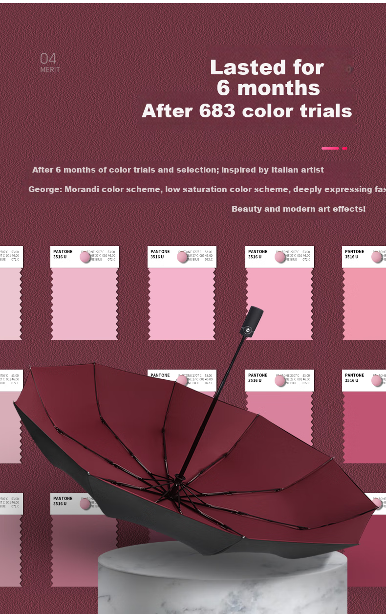 Qimaimai Three-Fold Umbrella with Ring Clasp, Sun Umbrella for Women, UV Protection, Ultra-Light Rain Umbrella, Enlarged Business Umbrella 6