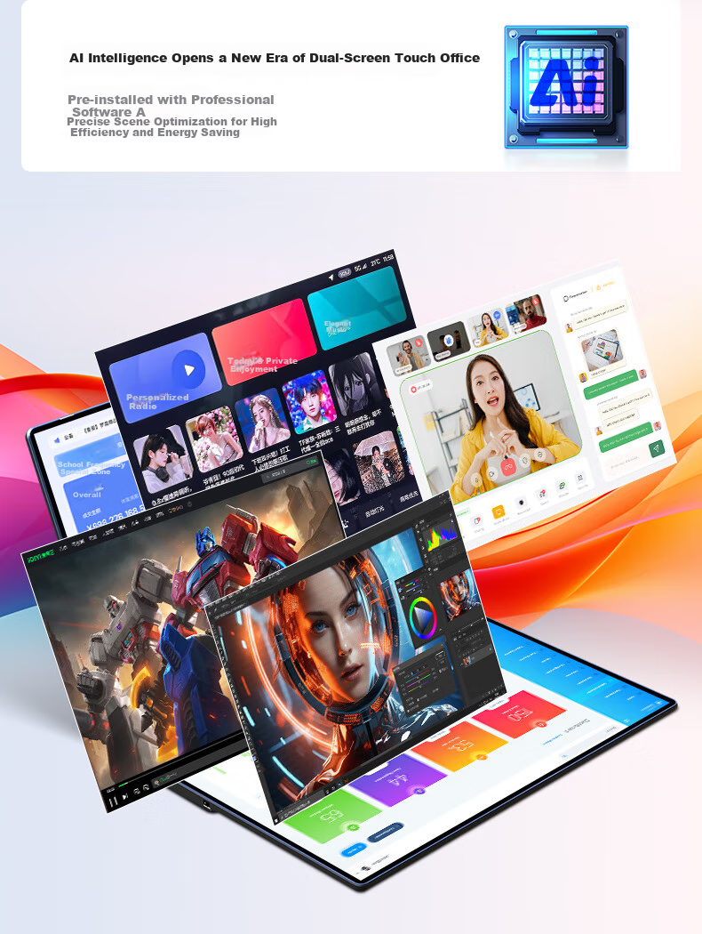 Dere Subsidized Tablet Dual-Screen Touch Two-In Computer Windows System for Students, Business Office Design, Stock Trading Entertainment, Lightweight Flip-Fold (8GB + 256GB) 12
