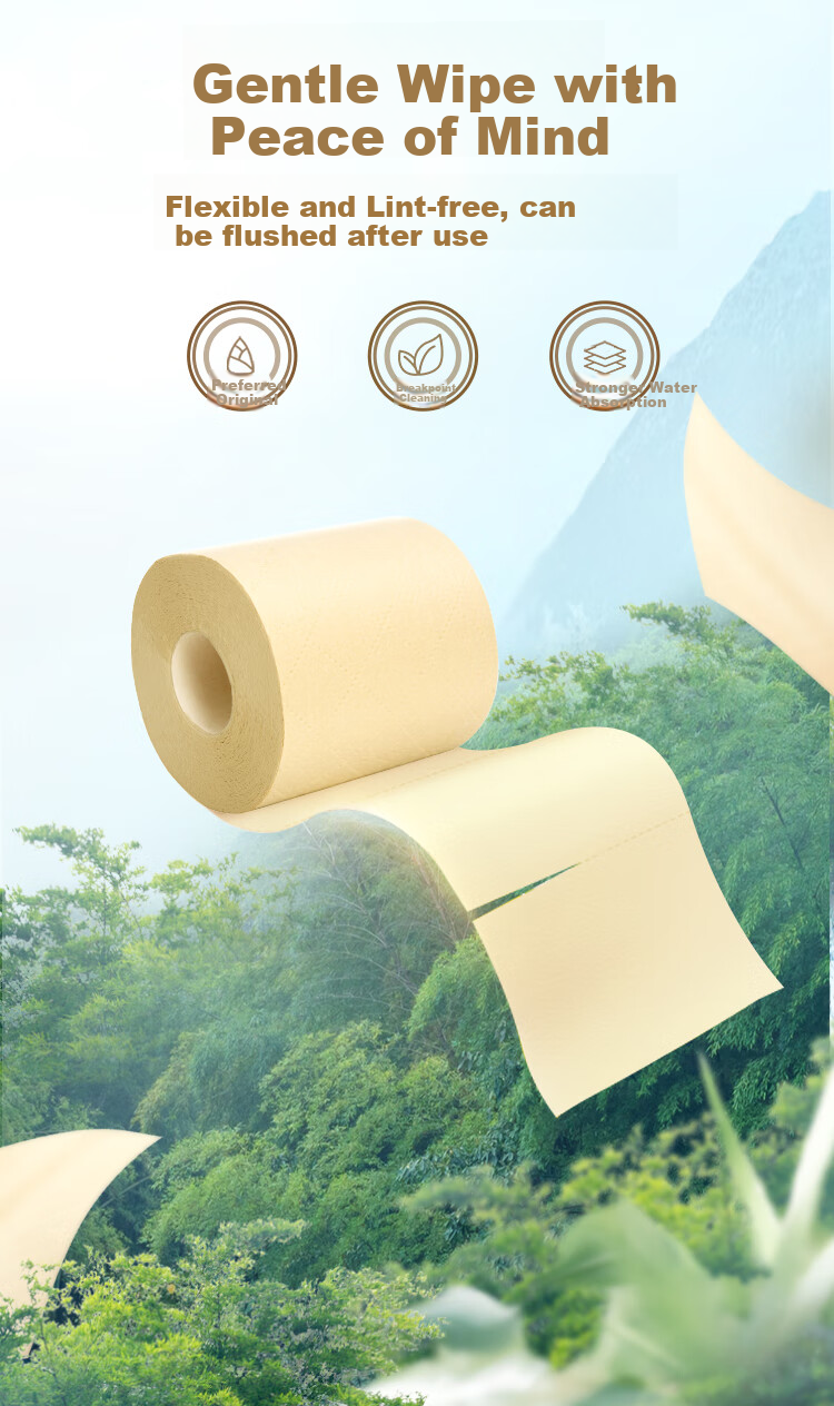 Banbu Core Roll Toilet Paper, 4-Ply, 150g*24 Rolls, Natural Color, Bathroom Tissue, Toilet Paper, Facial Tissues, Whole Box 3