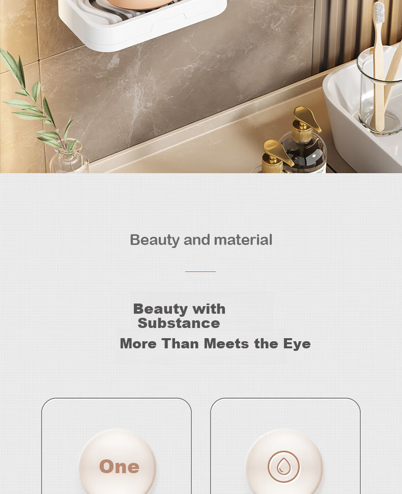 Shangmeide Suction Cup Soap Dish, No Drilling Required, Wall-Mounted Bathroom Draining Soap Holder, Luxurious Bathroom Storage Rack 2