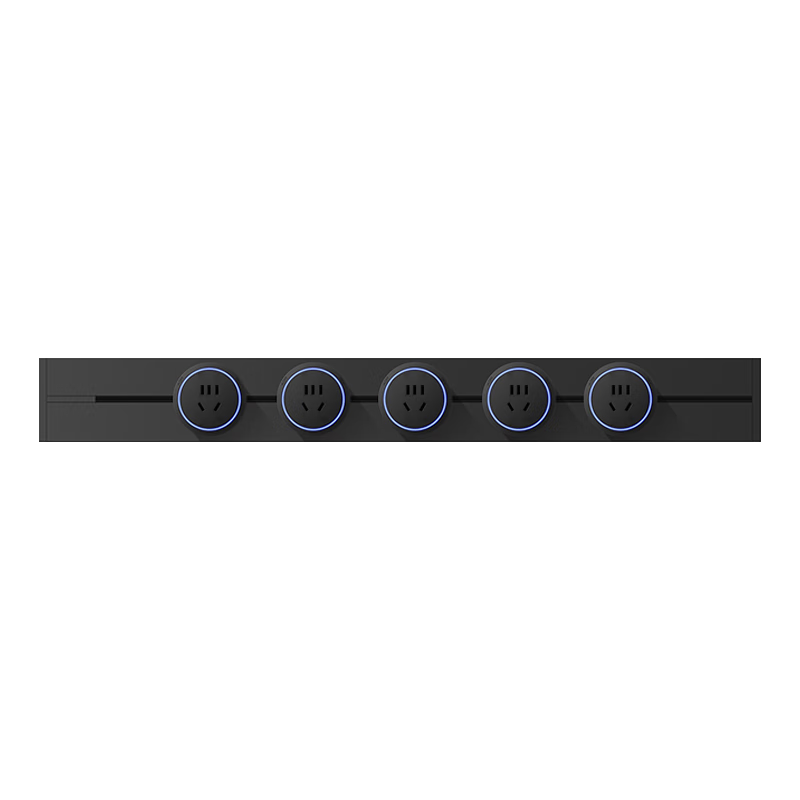 International Electric Portable Track Socket Household Kitchen Integrated Socket Sideboard Surface Mounted No Drilling High Power Rail Socket 100cm Track + Five-Hole*5 Black