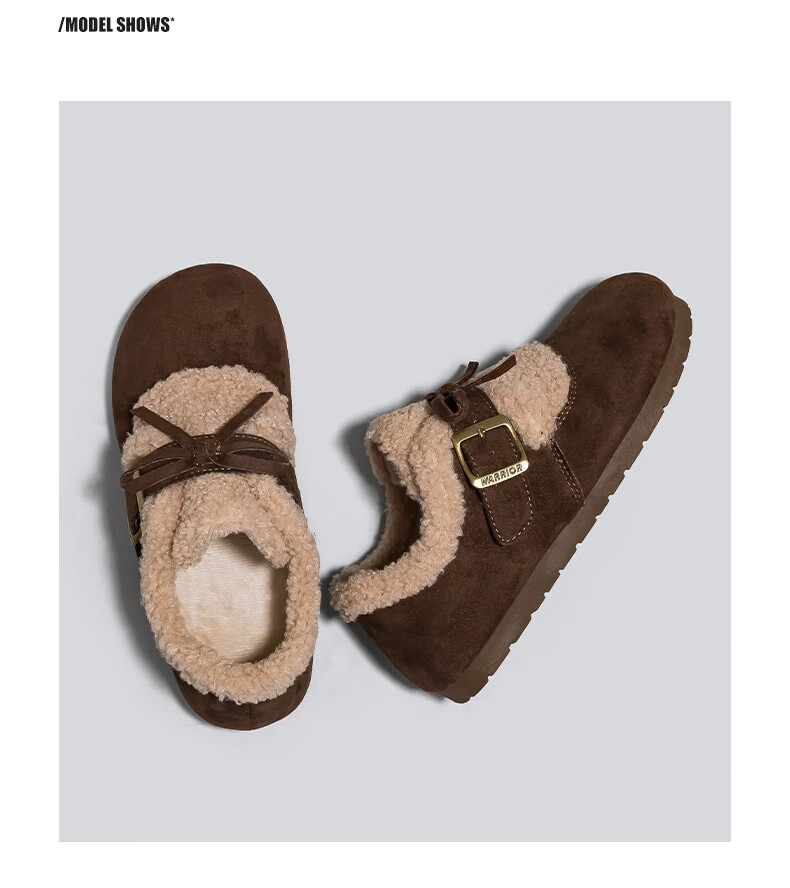 Warrior Women's Winter 2025 Fleece-Lined Warm Birkenstock Style Thick Plush Shoes Camel Size 39 5