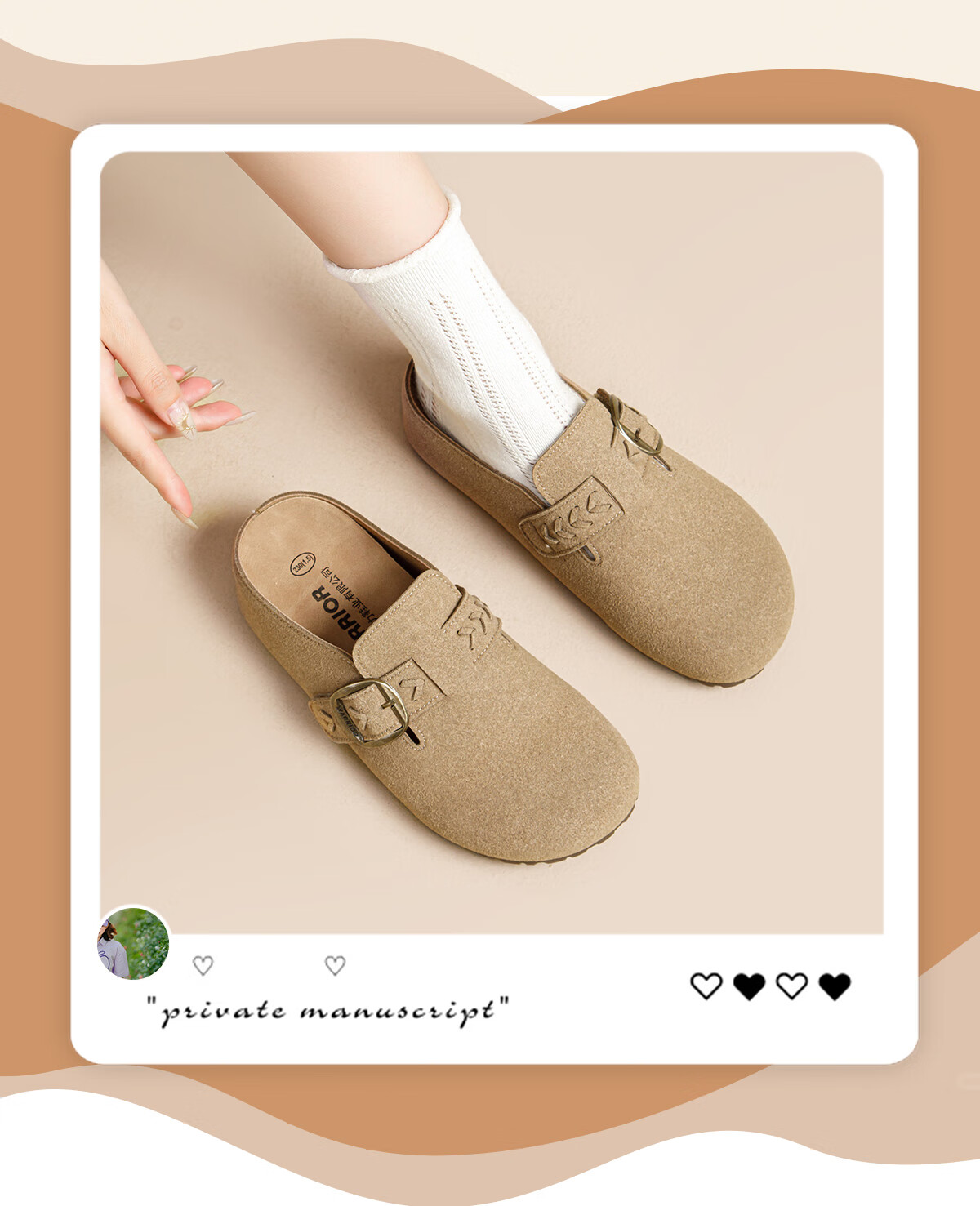 Warrior Thick Sole Birkenstock Women's New Autumn Winter Popular Height Increasing Slip-On Closed Toe Half Slippers Camel Color Size 38 4