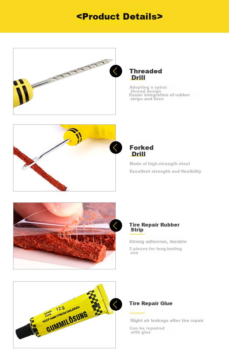 Kulaipu Tire Repair Tool Kit (Metal Version), Car Tire Repair Vacuum Tire Repair Rubber Strip Emergency Rescue KLP-002 7