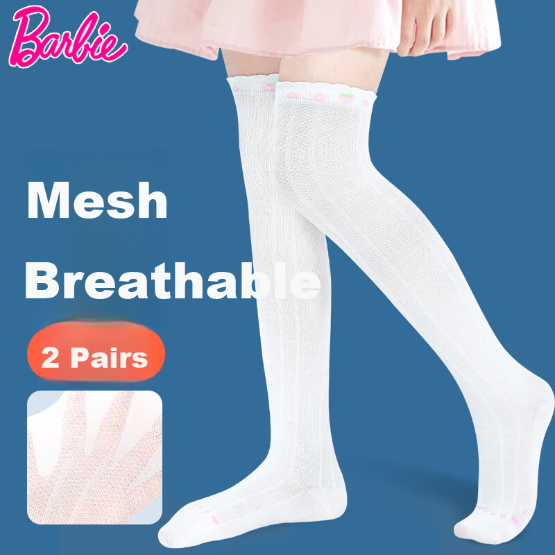 Barbie Children's Mid-Calf Socks, Girls' Thin Mesh Socks for Spring And Autumn, Baby Over-Knee High Socks, Half-Leg Socks