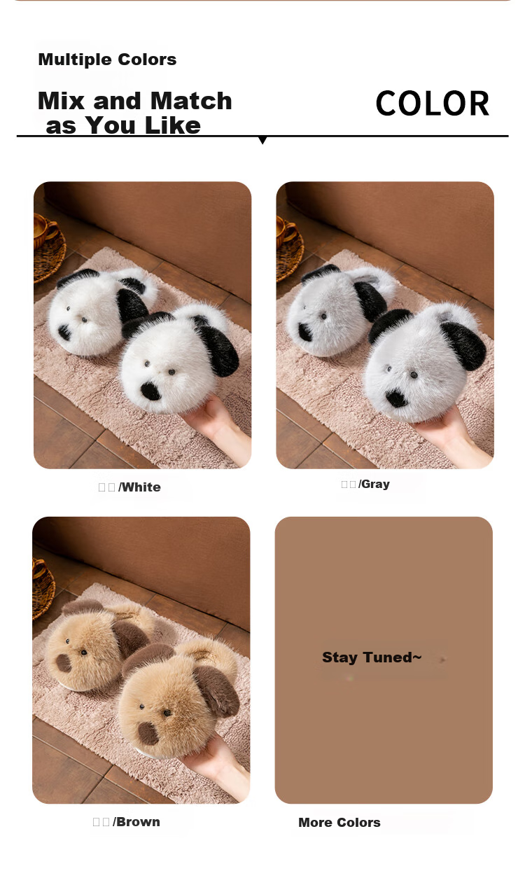 Daxixiansen Feifei Autumn And Winter Cotton Slippers for Women, Indoor Plush Slippers, Warm Home Use Thick-Soled Cute Slippers 5