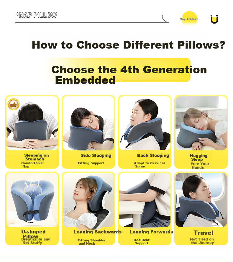 WITGOER [Includes Portable Storage Box] Nap Pillow, Face-Down Sleeping Small Pillow, Office Nap Aid, U-Shaped Desk Pillow for Students 7