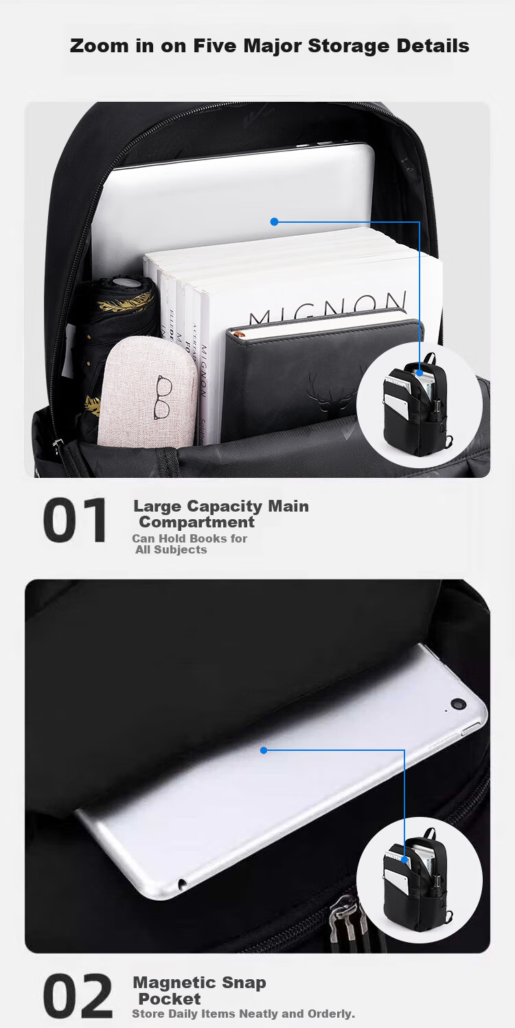 Huili Backpack for Men, Large Capacity Business Travel Backpack, Lightweight Waterproof Laptop Bag, Schoolbag for Middle School, High School And College Students 4